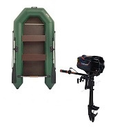 Комплект лодк ПВХ Tulin Победа 2800 слань + мотор 4 л.с.